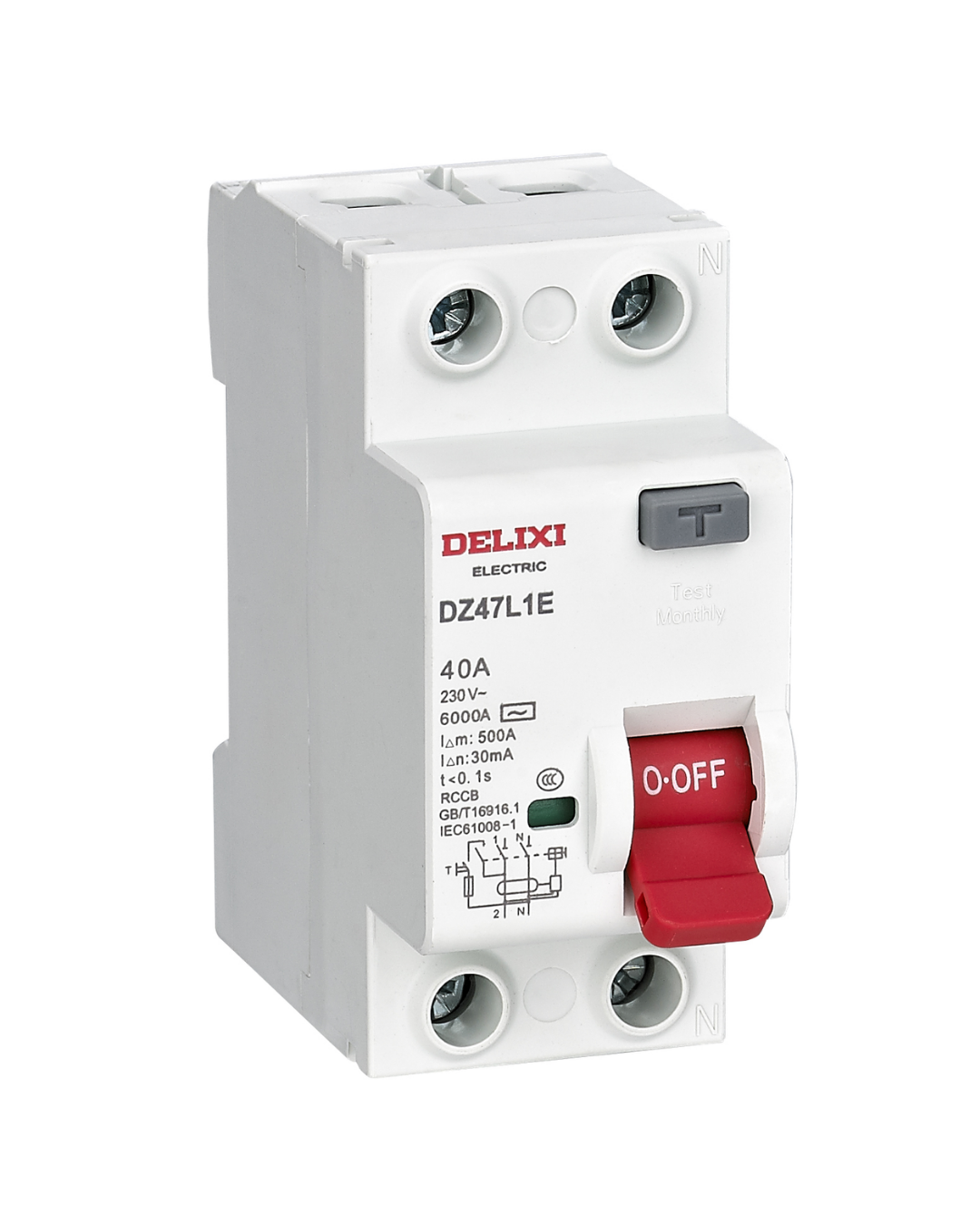 DZ47L1E RCCB Residual Current Circuit Breaker | 2P & 4P | 10A–100A | 30mA–300mA