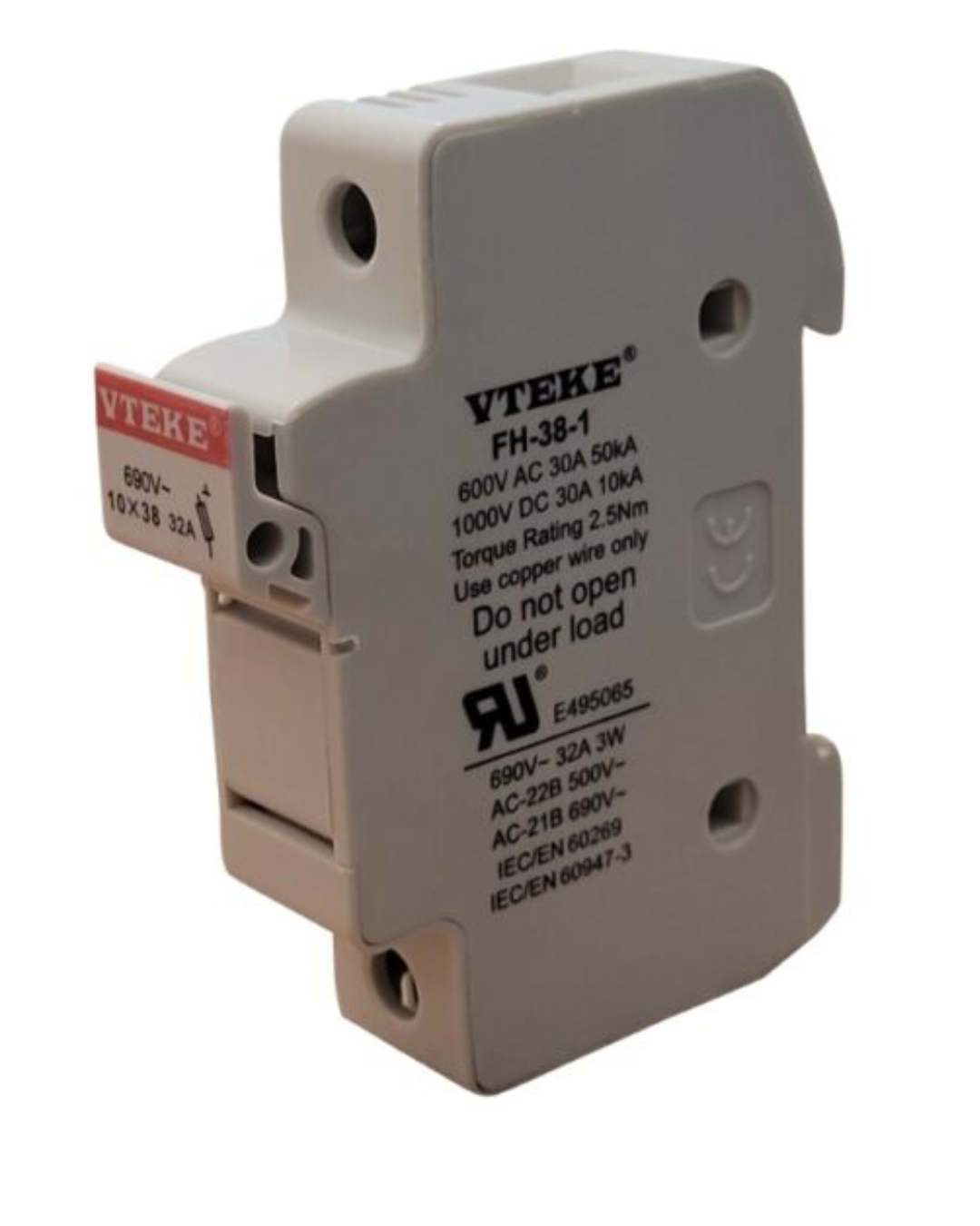 Cylindrical Din Rail Fuse-Holder 10 X 38 | VTEKE FH-38-1