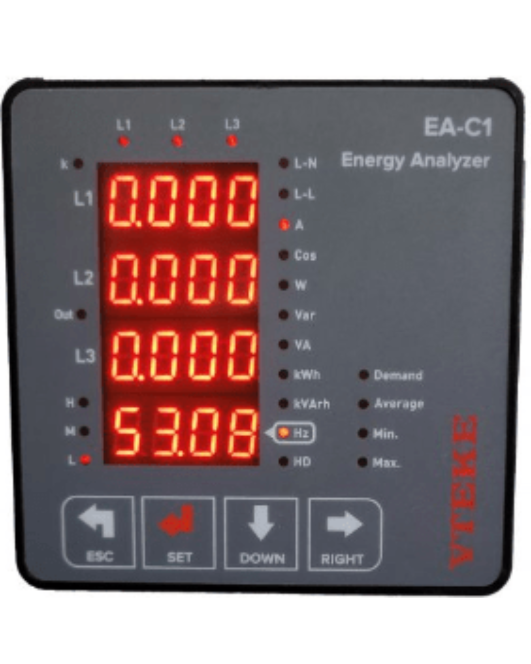 ENERGY ANALYZERS LED DISPLAY (2-31 Harmonic Measurement, RS-485 Communication) THD-V/A, P, Q, S, F, V, I, F, kWh, RS485, High Accuracy, Error t-delay & Hysteresis Value adjustable | VTEKE EA-C1