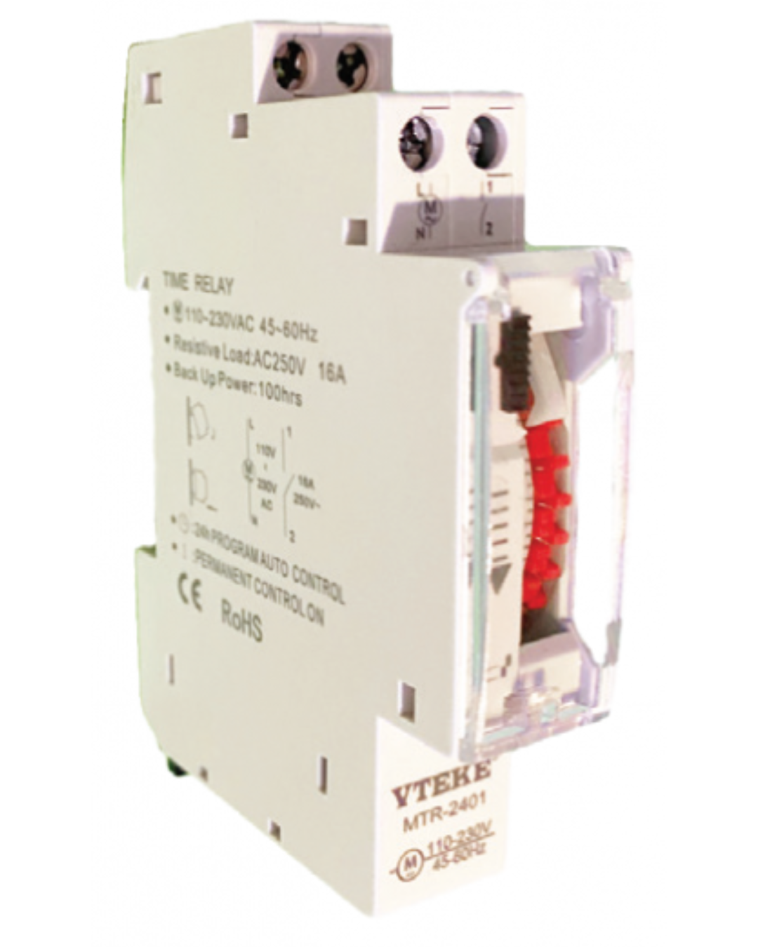 24-HOUR MECHANICAL TIMERS 110-240VAC Battery (100hr) Min time (15min) | VTEKE MTR-2401