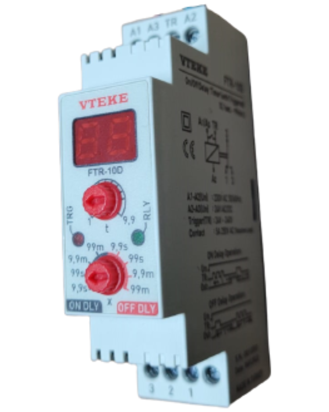 ON-OFF DELAY TIME RELAY 0.1sec to 99min (with display) 24V/220VAC 2 Programs | VTEKE FTR-10D