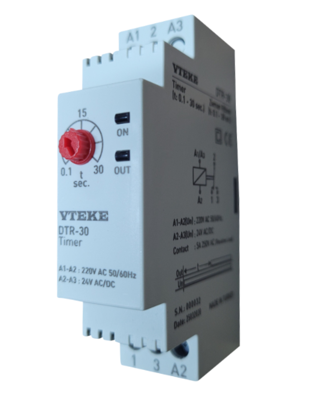 OFF DELAY TIMER, 0.1sec – 60sec, 220VAC | VTEKE DTR-60D