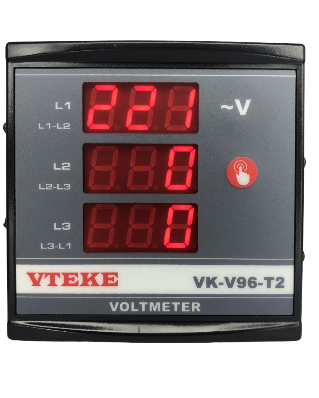 DIGITAL VOLTMETER, Three Phase, 96x96 3 displays 10V - 300VAC (L-N) 15V - 500VAC (L-L) | VTEKE VK-V96-T2